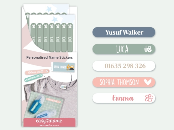 Mini Name Stickers  – Multicolour
